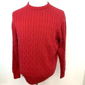Jos  A Bank Chunky Crew Neck Sweater Men Medium  Red 100% Cotton Business Casual